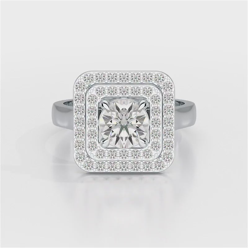 1.63 CT Lab Diamond Round Cut Halo Ring