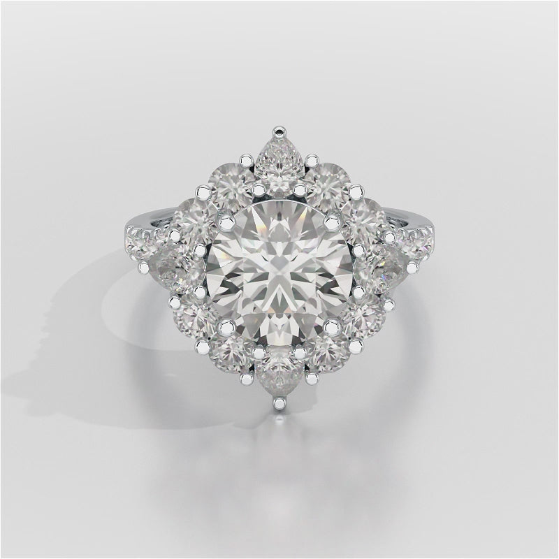 4.95 Carat Round Pear Lab Diamond Ring - Jama Jewels 