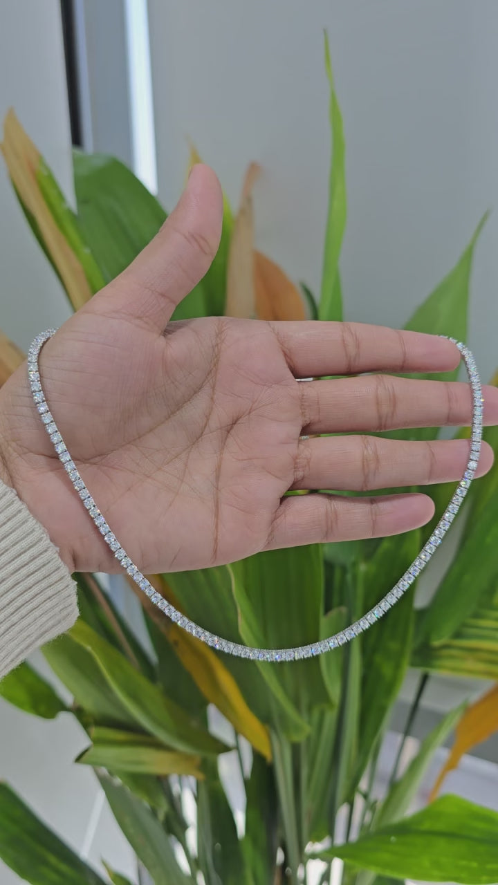 12 CT Round Cut Lab Diamond Tennis Necklace (Ready for Delivery)