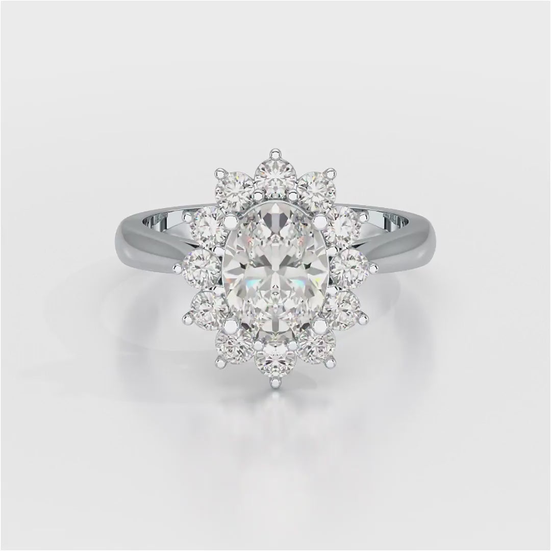 2.12 CT Oval Cut Halo Lab Diamond Ring