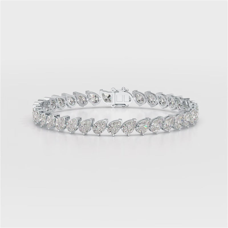 360 Video of 9.50 CT Pear Cut Diamond Bezel Tennis Bracelet White Gold 