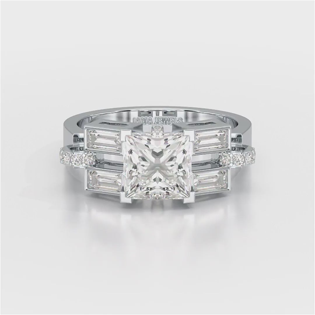 2.54 CT Princess Cut Lab Diamond Ring