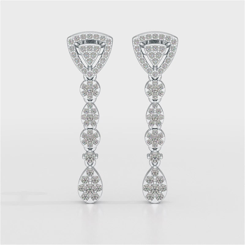 0.78 CT Round Dangle Drop Lab Diamond Earrings