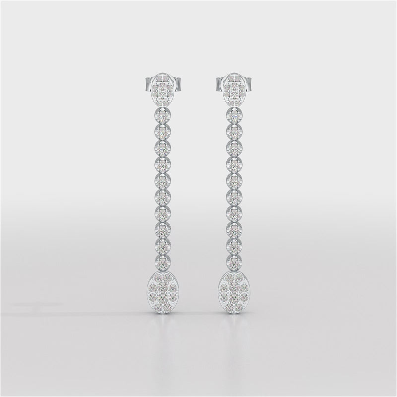 0.89 CT Lab Diamond Dangle Drop Wedding Earrings - Jama Jewels 
