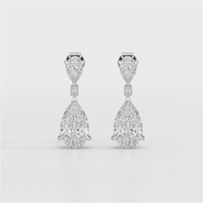 11.9 CT Pear Cut Lab Diamond Drop Earring