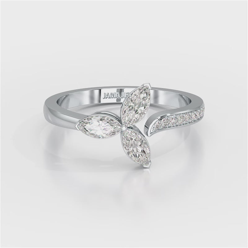 0.50 CT Marquise Cut Diamond Petal Ring