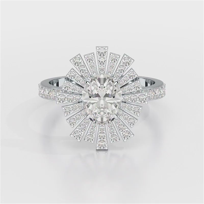 1.93 CT Oval Cut Halo Lab Diamond Ring