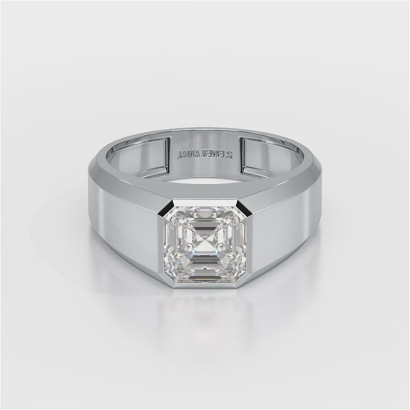 3 CT Asscher Cut Lab Diamond Men's Ring