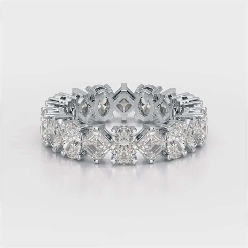 4.50 CT Asscher & Oval Cut Diamond Eternity Ring