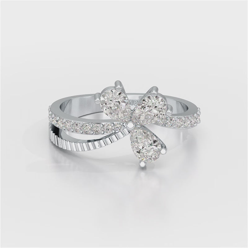 0.95 CT Pear & Round Cut Lab Diamond Split Ring