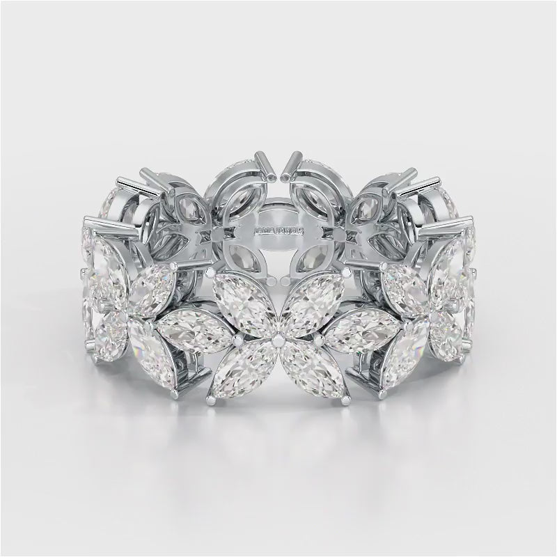 3.5 CT Marquise Cut Flower Shape Lab Diamond Ring