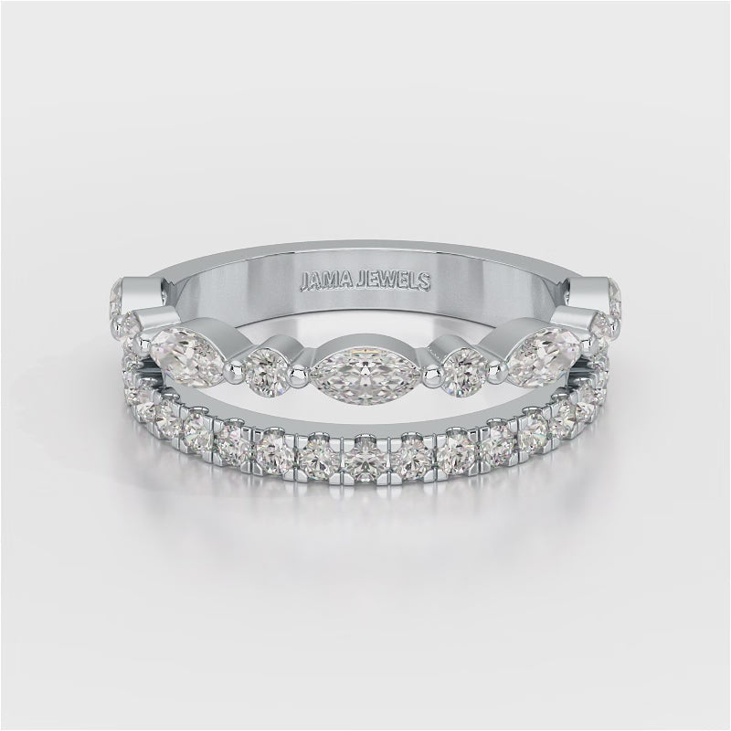 1 CT Marquise and Round Shaped Lab Diamond Ring