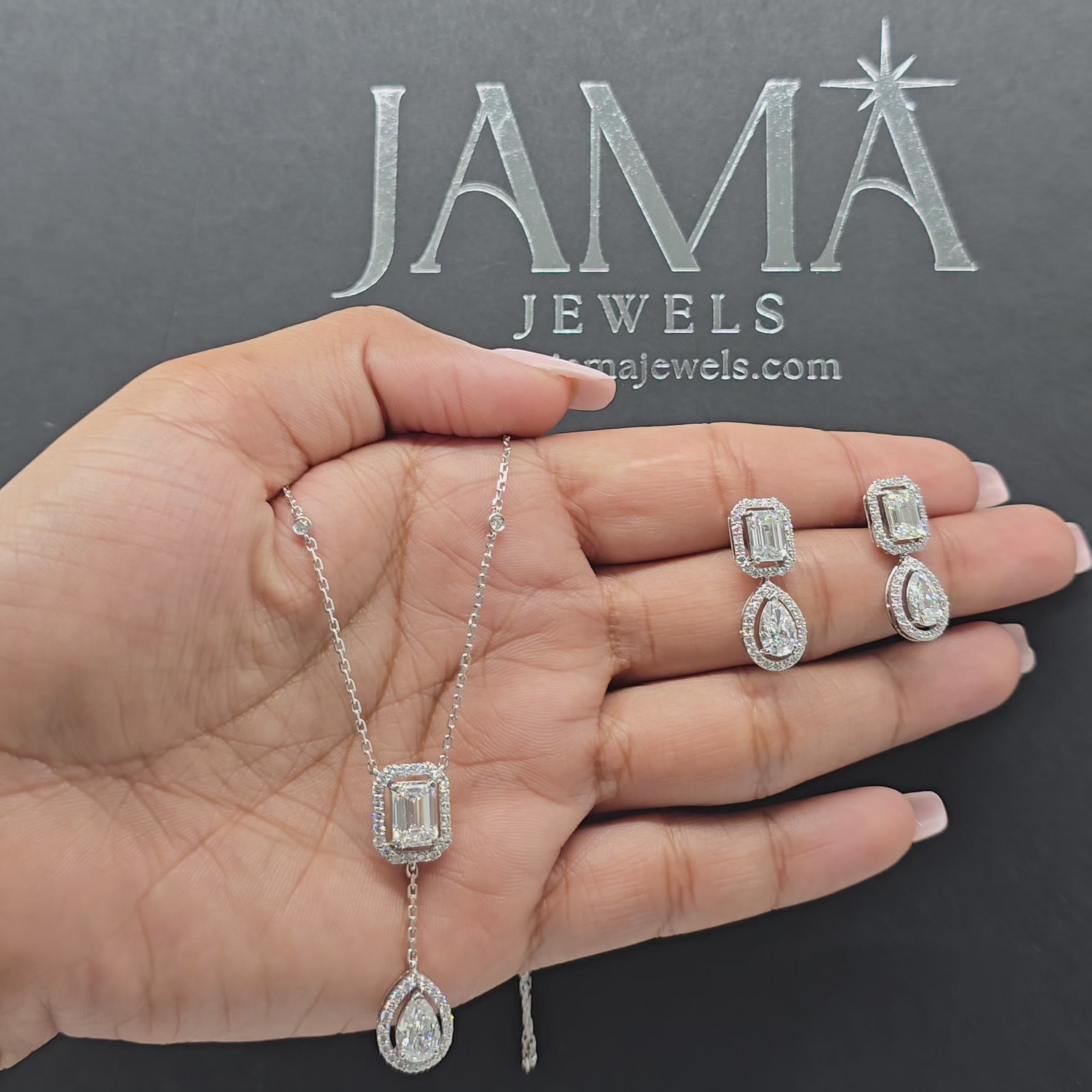 7.15 CT Multi Shape Halo Diamond Jewellery Set - Earring & Chain Pendant (Ready for Delivery)