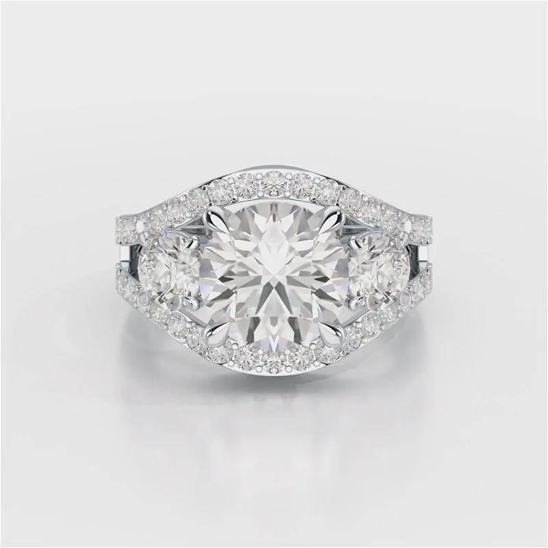 4.08 CT Lab Diamond Round Cut Classic Ring