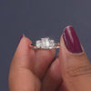 1.05 CT Emerald & Oval Three Stone Diamond Ring