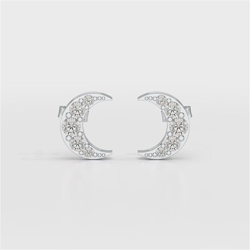 0.81 CT Lab Diamond Half Moon Earrings